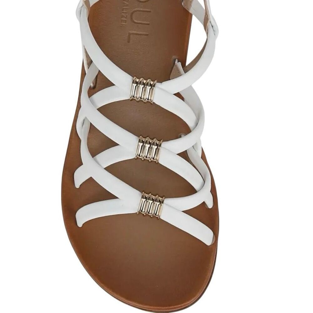 NIB SOUL Naturalizer Women's White Sierra Gladiator Strappy Flat Sandals Size 9 - Picture 5 of 11
